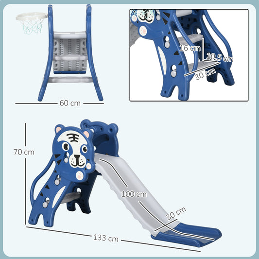 3-in-1 Baby Slide & Climber Set with Basketball Hoop – Indoor Toddler Play Gym (18–36 Months)