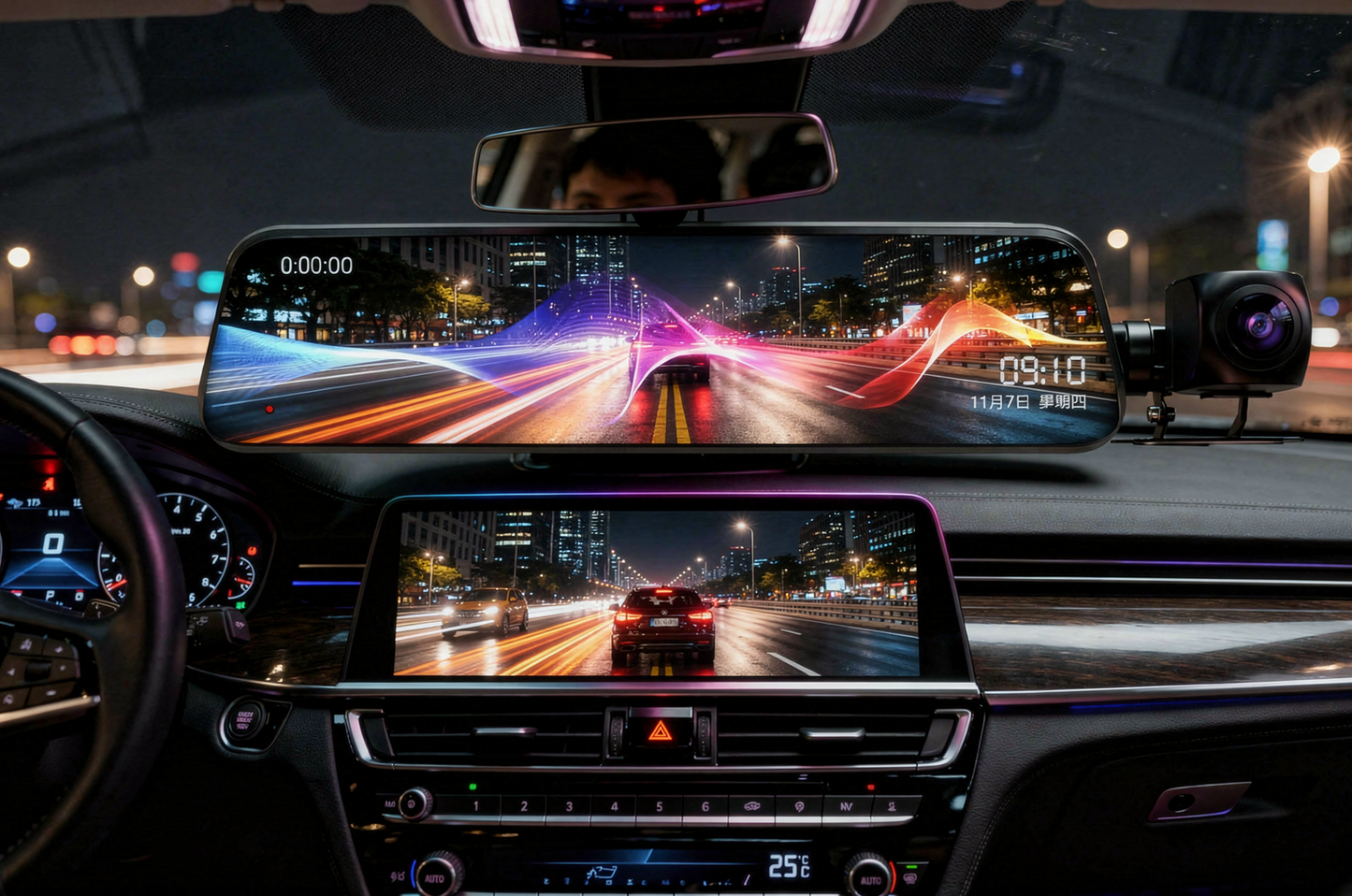 DriveGuard Pro+ - Mirror Dashcam with Rear View Camera