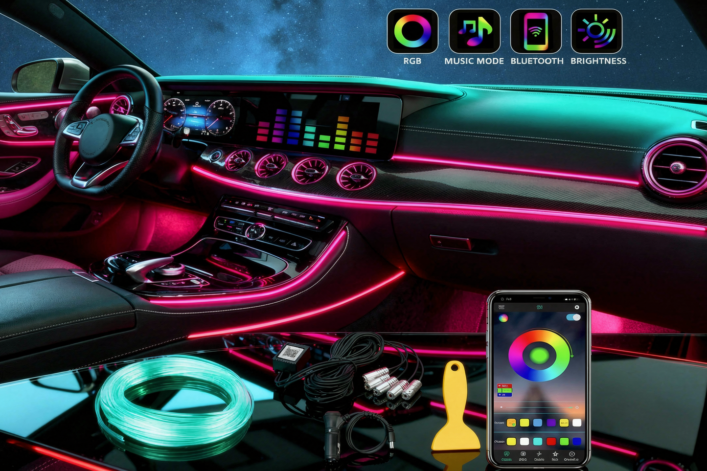 StarRide 64-Color LED Interior Lights - Mood & Style